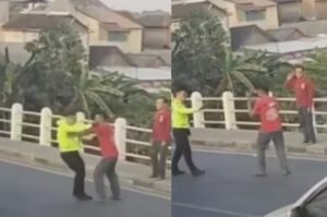 Viral, Pria Diduga ODGJ Asal Solo Tendang dan Ajak Duel Polisi Dijalan