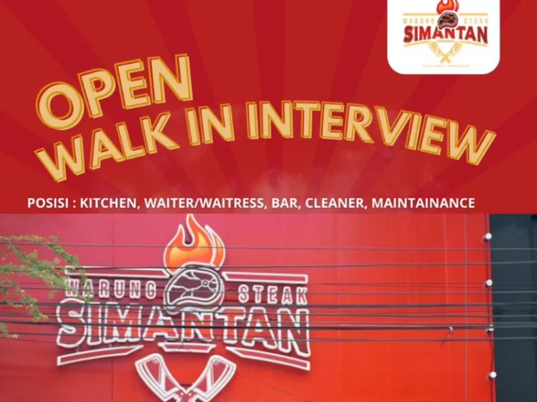 5 POSISI SEKALIGUS! Warung Steak Simantan Bandung Buka Loker Walk In Interview