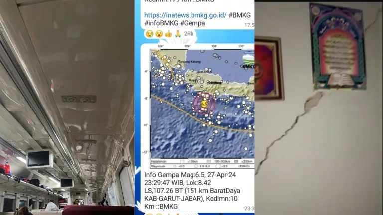 Update Gempa M 6,5 Garut: Plafon Rumah di Tasikmalaya Runtuh, Dinding Retak, Perjalanan Kereta Api Terhenti