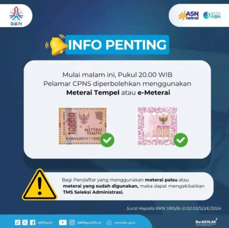 Materai Tempel Diperbolehkan Untuk Pendaftaran CPNS! Klik Untuk Mengetahui Info Sepengkapnya Materai tempel boleh digunakan
