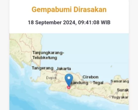Gempa Menggoyang Kabupaten Bandung, Warga Berhamburan Keluar Rumah Tangkapan Layar peringatan Gempa dari Situs Resmi BMKG