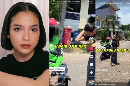 Sederhana: Putri Marino Santai Ngojek Ke Rumah Denny Sumargo Putri Marino naik ojek (screenshoot TikTok @dennysumargoreal & IG @putrimarino)