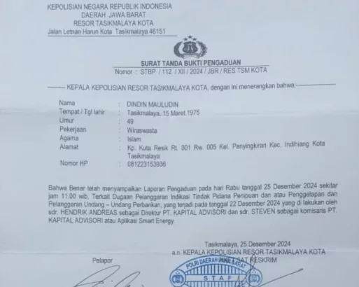 Surat Laporan Warga ke Pihak Kepolisian