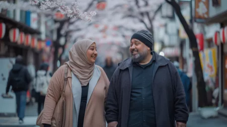 Suasana Lebaran Di Jepang: Istimewa Di Tengah Sakura! Ilustrasi Muslim Di Jepang (Freepik)