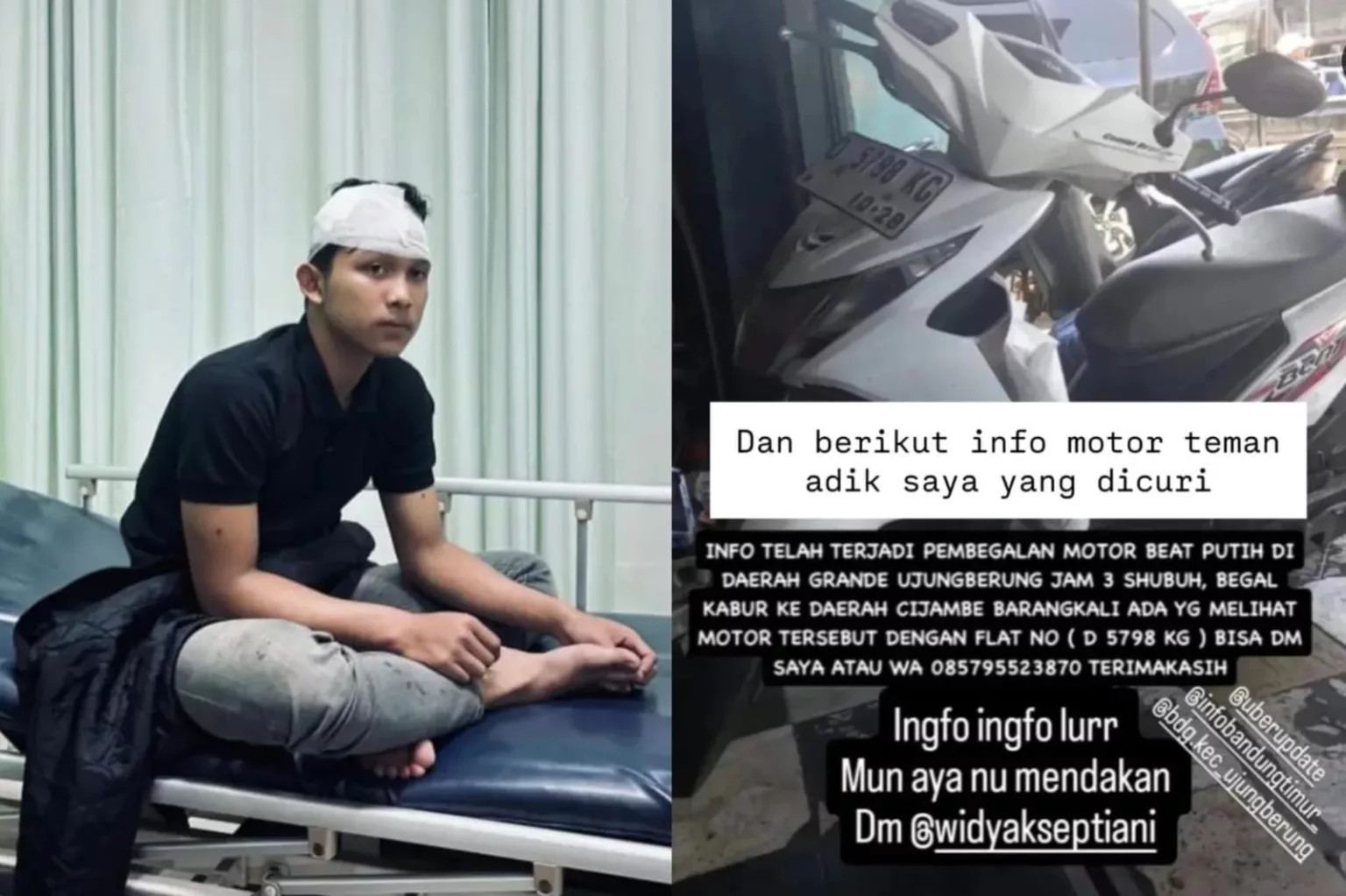 Viral di media sosial Faris Firmansyah (15) warga Cikoang, Jatiendah, Cilengkrang Kabupaten Bandung jadi korban begal di Ujungberung