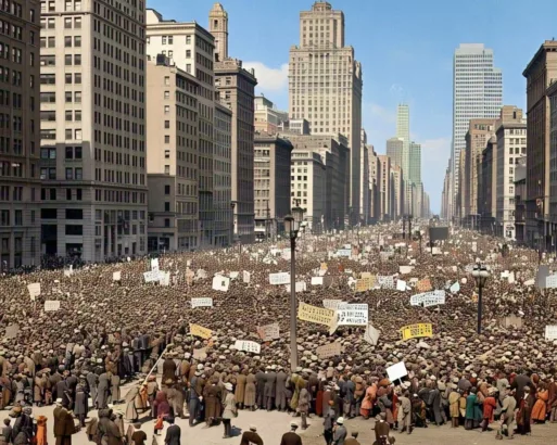 Ilustrasi Tanggal 1 Mei 1886 menjadi momentum besar ketika sekitar 300 ribu buruh dari berbagai kota di AS melakukan mogok kerja. Di Chicago