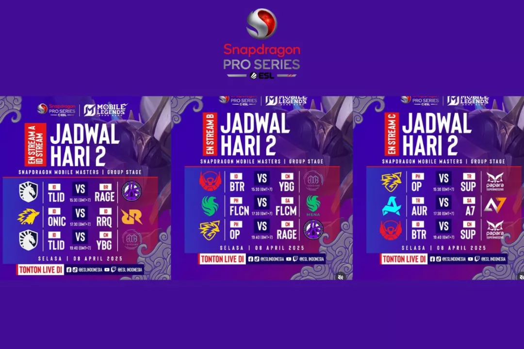 Jadwal Lengkap ESL Snapdragon Pro Series Mobile Masters 2025 Day 2 & Link Live Streaming (@esl_indonesia)
