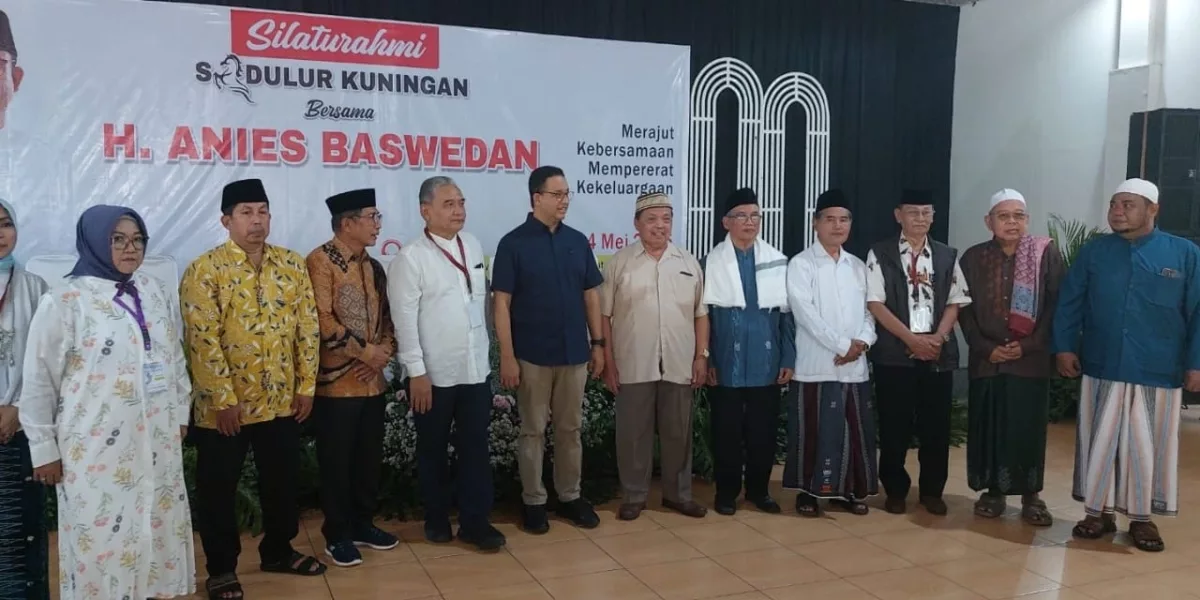 Anies Baswedan, menghadiri acara Silaturahmi Sadulur Kuningan yang digelar di Alkenzie Convention Hall, Mayang Catering