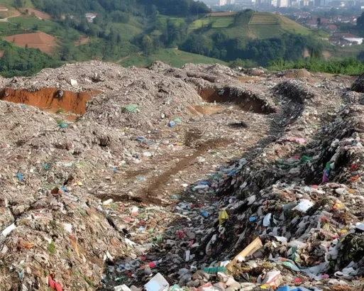 Ilustrasi Tempat Pembuangan Sampah Akhir yang Sudah Penuh