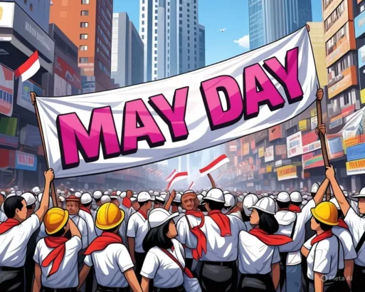 Ilustrasi May Day di Indonesia