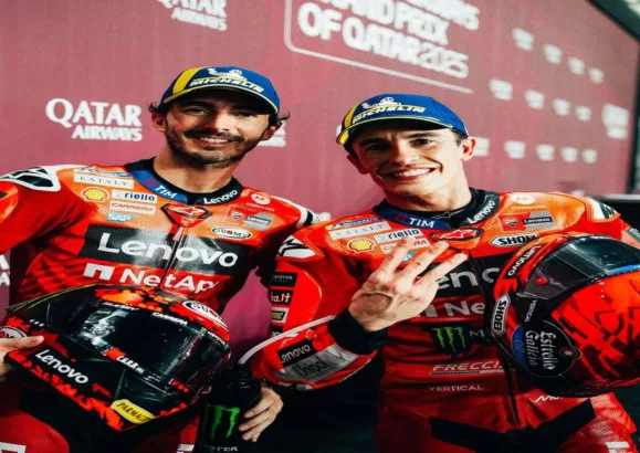 Riders tim Ducati Lenovo, Francesco Bagnaia dan Marc Marquez