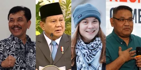 GREAT Institute Minta Prabowo Aktif Bebaskan Greta Thunberg Cs Dari kiri ke kanan: Ketua Dewan Direktur GREAT Institute Dr. Syahganda Nainggolan, Presiden Prabowo Subianto, aktivis kemanusiaan Greta Thunberg, dan Direktur Geopolitik GREAT Institute DR. Teguh Santosa
