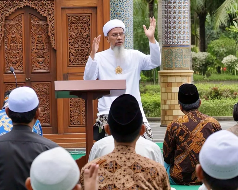 Ilustrasi Kotib Menyampaikan Materinya dihadapan Jamaah Ibadah Idul Adha