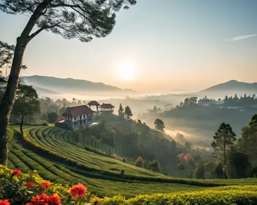 Ilustrasi suasana pagi yang cerah dan sejuik