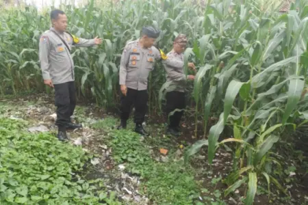 Personel Polres Garut mengintensifkan patroli di area pertanian. (istimewa)