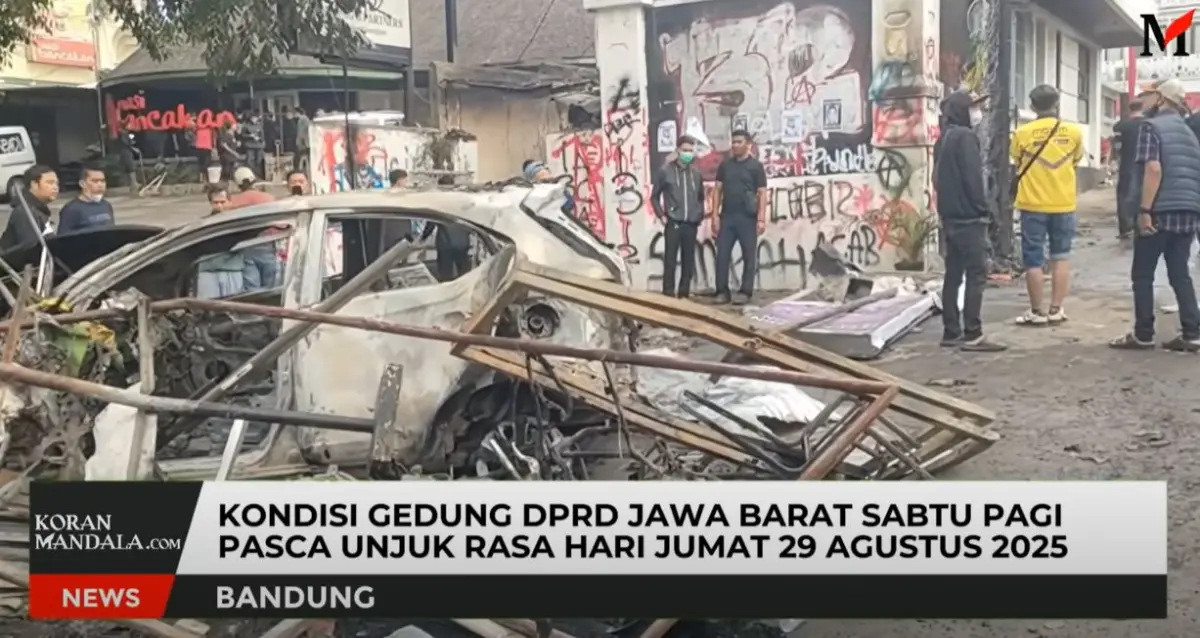 kondisi gedung dprd jawa barat paska unjuk rasa hari jumat 29 agustus 2025