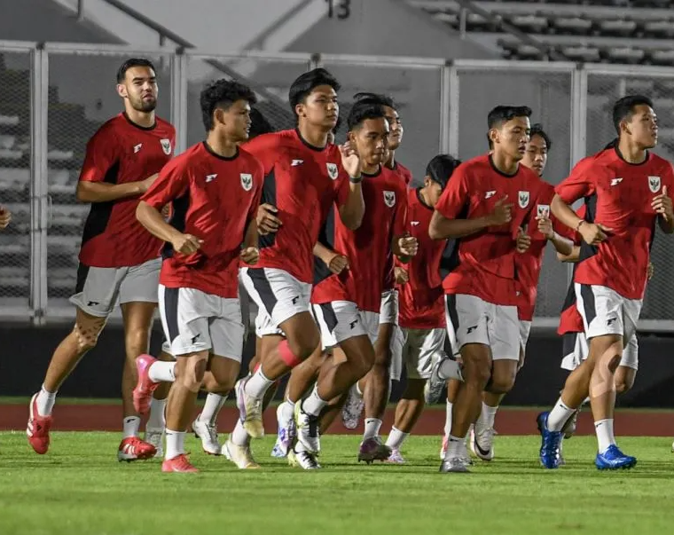 Timnas Indonesia tengah berlatih jelang laga Final AFF U23