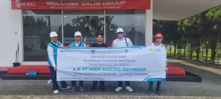 PT PLN (Persero) UP3 Bandung melalui ULP Prima Priangan telah merealisasikan permohonan pasang baru PT. Aodo Success Ind.