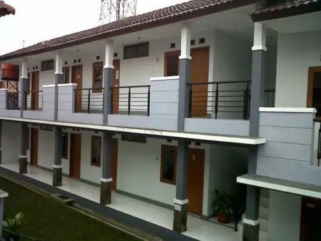 Risiko di Balik Fenomena Kosan Transit Bandung: Antara Mobilitas Tinggi dan Kualitas Kesehatan Ruang bangunan kosan transit di Bandung dengan deretan kamar dan koridor terbuka. (sumber: Pinterest)
