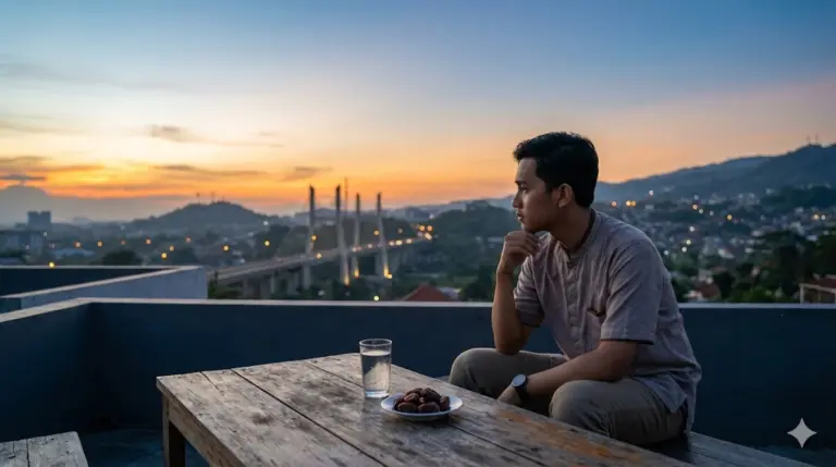 Ilustasi Suasana Menunggu Saat Buka Puasa di Bandung