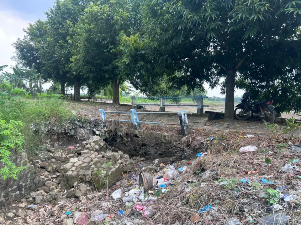 Kondisi Bendungan Kali Cibuaya Rusak Parah Puluhan Tahun (Foto: Carsidik).