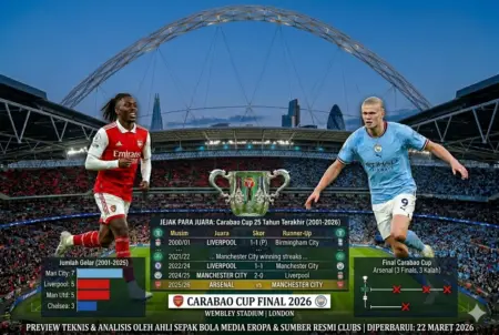Jelang Arsenal vs Man City: Sejarah Juara Carabao Cup 25 Tahun Terakhir Jejak Para Juara Carabao Cup - Jelang Arsenal vs Manchester City di Stadion Wembley di edisi 2026