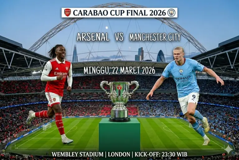 Link Live Streaming Final Carabao Cup: Arsenal vs Manchester City, Siapa Angkat Trofi Pertama Musim Ini? Prediksi Final Carabao Cup 2026 Arsenal vs Manchester City di Stadion Wembley