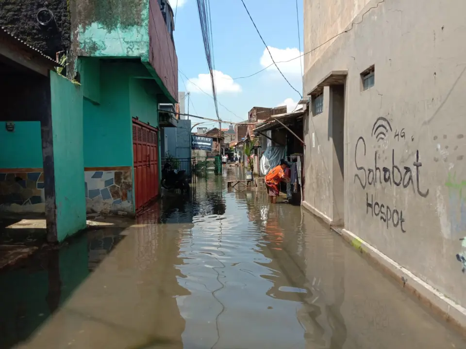 Kondisi banjir di pemukiman kawasan Derwati, RW 03 Kel. Rancabolang, Kec. Gedebage, Kota Bandung (16/4/2026)