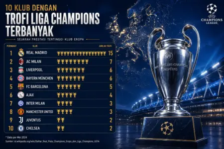 10 Klub Dengan Gelar Liga Champions Terbanyak