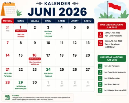 Hari Besar dan Hari Libur Nasional Juni 2026