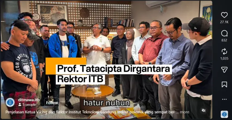 Ketua Viking dan Rektor ITB Sepakat Redam Polemik ITBFess soal Bobotoh Ketua Viking dan Rektor ITB Sepakat Redam Polemik ITBFess soal Bobotoh Sumber: Akun Instagram @ditmawa.itb (Tangkapan layar)