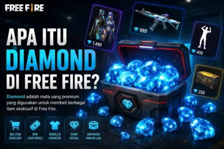 Apa Itu Diamond di Free Fire? Kenali Fungsi dan Cara Mendapatkannya Ilustrasi Diamond sebagai mata uang premium di game Free Fire yang digunakan untuk membeli skin, bundle, dan item eksklusif.