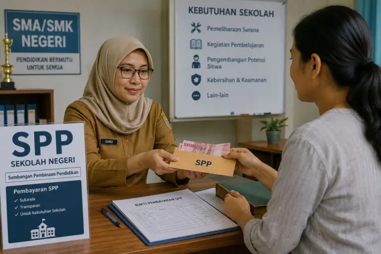 Ilustrasi Pembayaran SPP Di sekolah SMA/SMK Negeri Sumber : (AI)