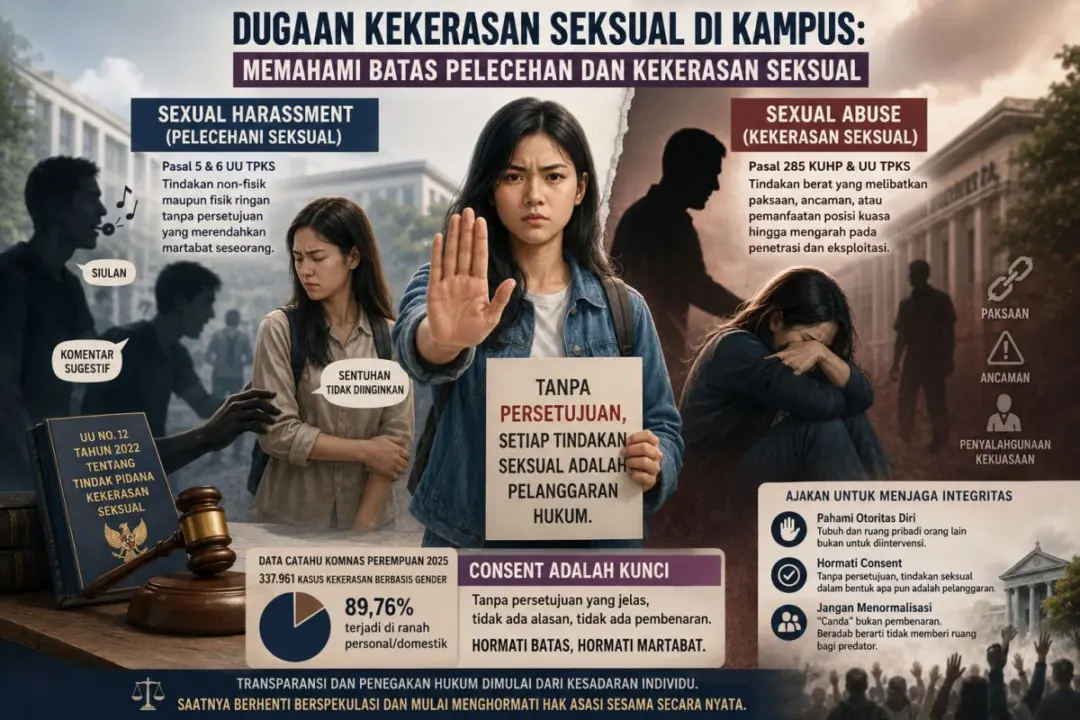 Ilustrasi penanganan kasus kekerasan seksual di lingkungan kampus dan dasar hukum UU TPKS.