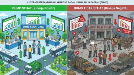 BUMD Sehat dan Tidak Sehat Digabung, Bisakah Kinerja Ikut Membaik? Ilustrasi BUMD sehat dan tidak sehat Sumber: (Gemini Ai)