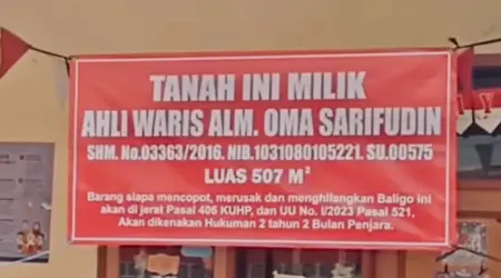 Diklaim Ahli Waris, Sengketa Lahan SDN Kertamulya Kembali Diungkit Spanduk klaim sengketa lahan di sdn 2 kertamulya (dok: istimewa)