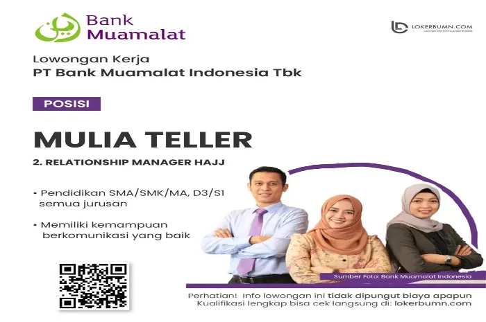 Bank Muamalat Indonesia Tbk Buka Loker Lulusan SMA dan SMK
