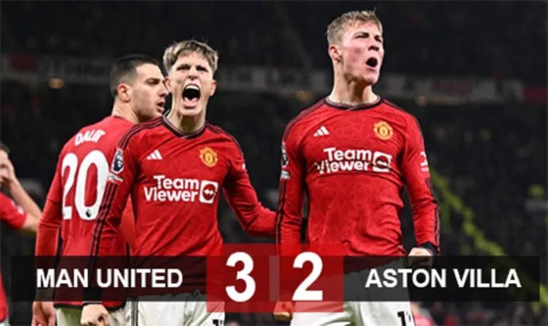 MU unggul 3-2 lawan Aston Villa