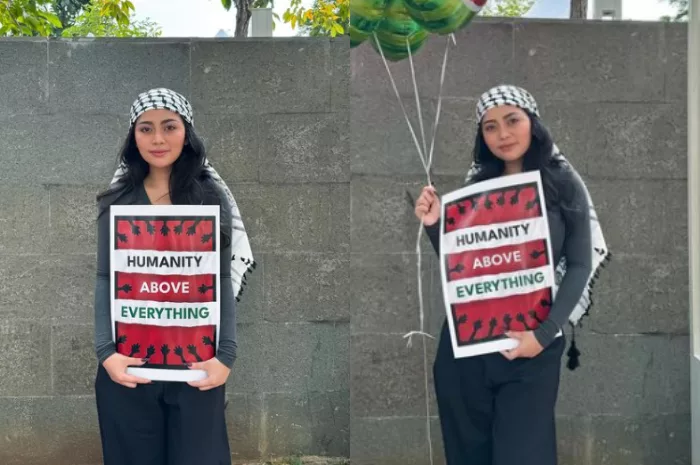 Rachel Vennya hadiri aksi bela Palestina di Monas. (IG/@rachelvennya)