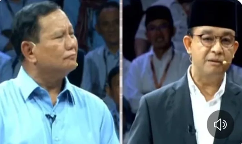 Prabiowo dan Anies Baswedan saat debat pertama