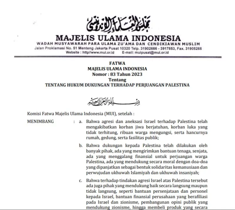 Isi Lengkap Fatwa MUI soal Haram Beli Produk Israel, Ini Linknya
