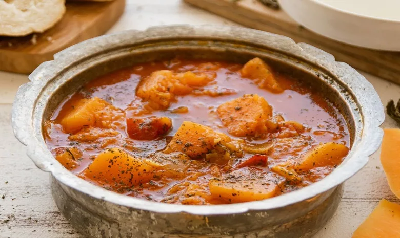 Tumis daging sapi dengan labu kuning