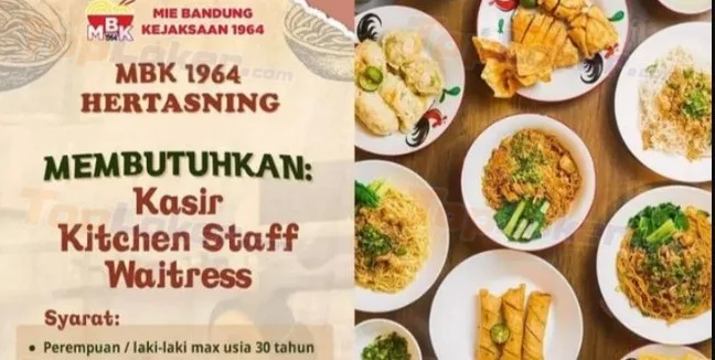 Info Loker Terbaru! Khusus SMA dan SMK di Mie Bandung MBK Kejaksaan 1964, Ada 2 Posisi Sekaligus Ini Persyaratannya